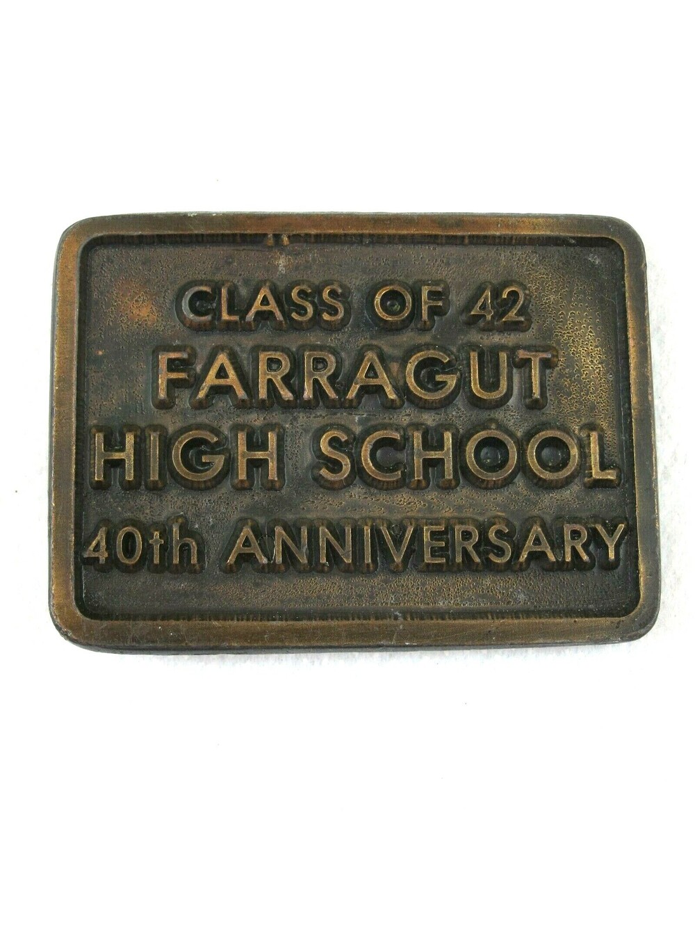 Vintage 1982 Belt Buckle Class Of 1942 Farragut High School Knoxville Tennessee